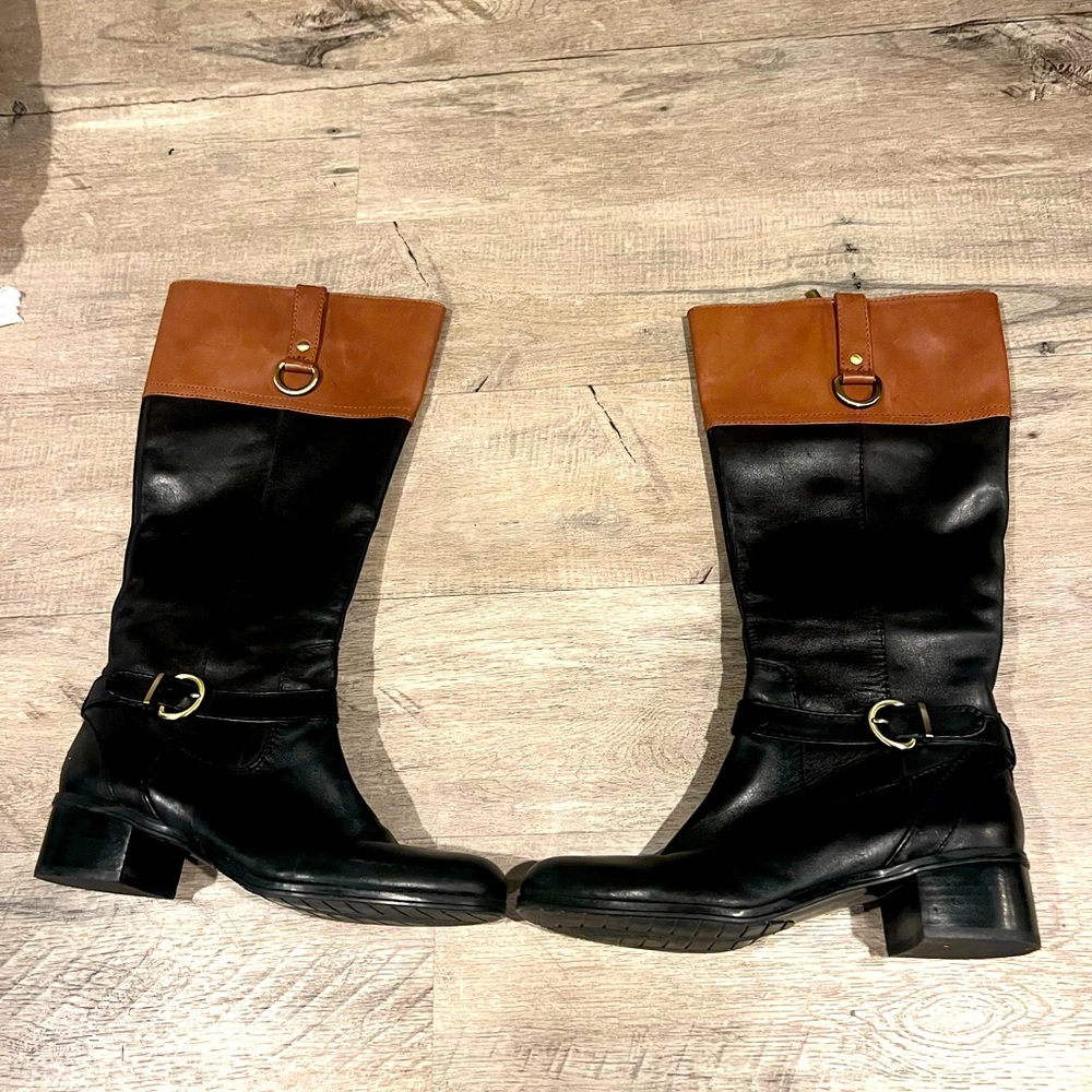 Bandolina black & tan riding boots! Size 8.5 with wider than usual calf size.